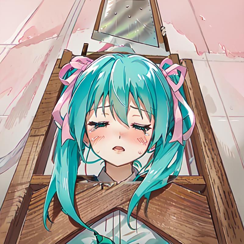 01748-639404994-_lora_guillotine_1_,guillotine,1girl,solo,hatsune miku,twintails,closed eyes,bow,face focus,head through board,blush,long hair,a.png